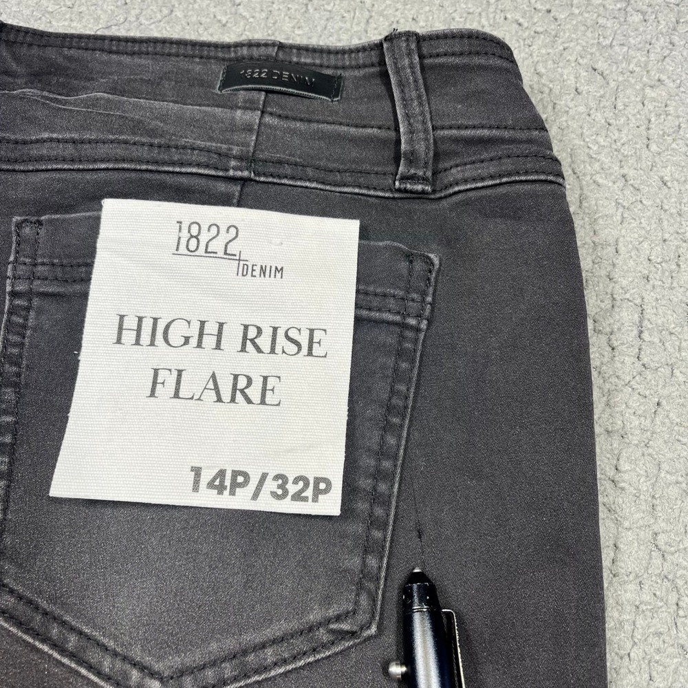 1822 Denim Better Butter High Rise Flare Jeans Black Button Fly 14P/32P NEW - Picture 5 of 12